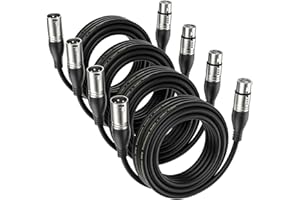 EBXYA Cable XLR para Micrófono, 5 m, Paquete de 4 Unidades - Premium de 3 Pines Simétricos Macho a Hembra, DMX Patch Cable
