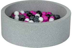 Velinda Piscine a balles pour Enfant, Aire de Jeu + 150 balles (Couleurs des balles: Noir, Blanc, Rose,Gris)