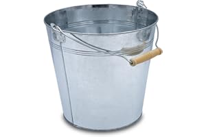 Spetebo Seau en zinc avec poignée en bois 10 l