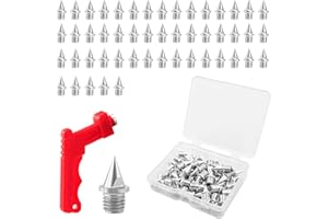 DaKuan 100 Stück 1/4 Zoll Laufspikes und Langlauf-Spikes Stahlschienenspikes mit Spike Schraubenschlüssel, Ersatzspikes für Sprint-Sport, kurze Laufschuhe oder Felddruck