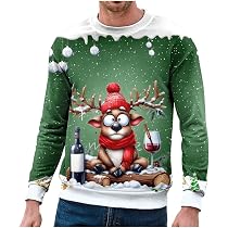 Pull De Noël Homme à Capuche - Imprimé Renne Polaire, Demi-zip, Intérieur Polaire - Sweat Festif Et Chaud