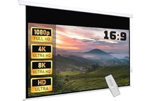 Fabulcozy Écran de Projection motorisé écran projecteur électrique Formats 16:9 100 Pouces 253L x 168H cm Fixation Mur ou Plafond Automatique pour Home Cinéma et Entreprise
