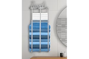 NOSTHEART Porte Serviette Salle de Bain, Porte Serviette Murale, 86cm Porte Serviettes Mat en Acier Inoxydable, Range Serviettes pour Serviettes Roulee (Argent)