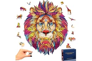 TOLOYE Puzzle de Madera, León Rompecabezas de Madera 3D Puzzle Madera con Forma de Animal única Puzzle Madera Animales para Adultos y Niños Colección de Juegos Familiares Regalo (León)