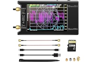 SEESII NanoVNA-H4 Vektor Netzwerk Analysator mit 32GB Karte - Antennenanalysator 10,16cm Neueste Version 4,4 9 kHz - 1,5 GHz HF VHF UHF mit Touchscreen für Smith Chart, Phase und Verzögerung