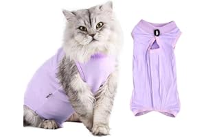 Nivofu Combinaison de Récupération pour Chat, Anti-Léchage Costume de Récupération de Chat, Body Chat Post Operatoire Onesie, Combinaison Professionnelle de Recuperation pour Chat (Pourpre,L)