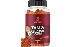 ‎VITAYUMMY VitaYummy Tan & Glow Vitamin - Dietary Supplement Tan Gummy Bears with Vitamin A, Vitamin C and Beta-Carotene - Vegan & No Gelatin - 60 Vitamin Gummy Bears with Tropical Flavour