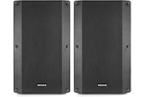 VONYX VSA120S 12" Active DJ Speaker Pair Set - 800W Bluetooth PA Speakers with Mixer, USB Media Player, Built-In Stereo Amplifier & Remote Control for DJs, Bands & Venues