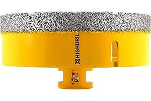 HIGHDRIL Broca de diamante - 125mm con rosca M14 Taladrado en seco para azulejos de porcelana Cerámica Granito Mármol Piedra Mampostería Ladrillo para amoladoras angulares