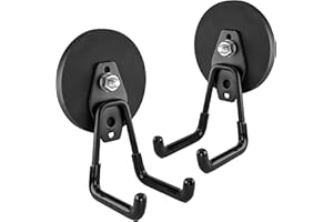 POPPSTAR 2 Ganchos magnéticos para taller (redondos Ø 88 mm, fuerza de tracción 42 kg, altura 80 mm), color: negro