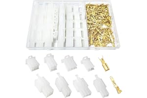 YIXISI 190 Pièces 2.8mm Automobile Connecteur Kit, 2 3 4 6 Broches de Fil Électrique Connecteur et Femelles Sertir Cosse Assortiment, pour Moto, Voiture, Camion, Scooter, Bateaux Électrique (Blanc)