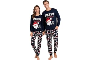 ELUTONG Herren Damen Weihnachts Pyjama 1 Stück, Paare Weihnachts Pyjamas Mit Langen Ärmeln für S-2XL