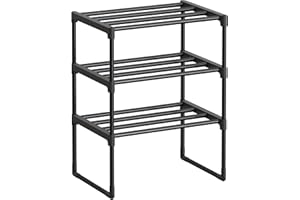 ‎SONGMICS SONGMICS Schuhregal 3 Ebenen, Schuhständer Metall, Schuhaufbewahrung, Schuh-Organizer, aufrecht oder umgedreht, für 4-8 Paar Schuhe, stapelbar, Flur, 30 x 42,5 x 54,5 cm, schwarz LSA003B01