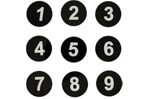 STAYMAX Targhetta rotonda con numero, con nastro autoadesivo, per armadietti o porte (1-25, colore: nero)