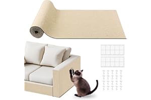 pawstrip Cat Scratch Furniture Protector for Couch, Sofa, Wall & Door Guard, Trimmable Self-Adhesive Scratch Pad, DIY Climbing Mat, Deterrent, Scratching Post Replacement (Khaki, 40x200cm)