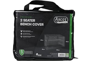 ASCOT GARDEN FURNITURE COVERS Ascot Premium 1.2m(4ft) 2 Seater Bench Cover - 134 X 66 X 63/89 (H) cm Deep Black