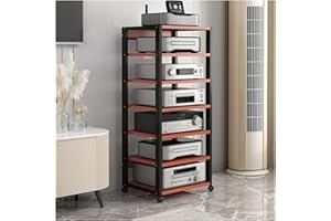 BYZOMU mobile stereo hi fi rack hifi Mobiletto portaoggetti stereo audio a 5/6/7 ripiani for soggiorno, ufficio, home theater, mobile porta video, torre porta DVD, supporto for giradischi, amplificatore for
