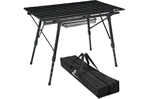 Sportneer Campingbord: 81 cm x 50 cm justerbar höjd ihopfällbart bord med nätlager i toppnät – upprullat campingbord för utom
