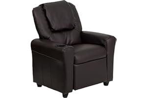 Flash Furniture contemporáneo Beige Vinilo niños reclinable con portavasos y reposacabezas