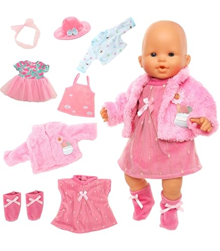 ZWOOS Kleding voor poppen, 35-43 cm, modieuze overall met jas, compatibel met Baby Born, Baby Annabell, Nenuco en meer, cadeaus voor meisjes en jongens ZWOOS Kleding voor poppen, 35-43 cm, modieuze overall met jas, compatibel met Baby Born, Baby Annabell, Nenuco en meer, cadeaus voor meisjes en jongens