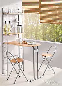 Küchentisch mit Regal und 2 Stühlen, klappbar, Holz: Amazon.de: Küche