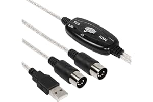SinLoon USB MIDI Kabel USB auf 5 Pin MIDI Interface 6.5FT MiDi In-Out Konverter Tastatur auf PC / Mac / Laptop für Music Studio