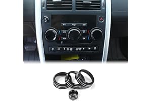 DIYUCAR For Discovery Sport 2015 2016 2017 2018 2019 Car Accessories Aluminum Volume and Air Conditioning Knobs Trim 4pcs (Black)