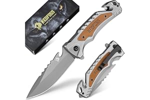 NedFoss DA169 nóż składany, 9,5 cm, scyzoryk z przecinakiem do pasów i łamaczem szkła i otwieraczem do butelek, nóż jednoręczny z blokadą liniową i łożyskiem kulkowym, nóż ratunkowy do samochodu,