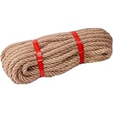 XINSHUNCAN J&uuml;t halat 8 mm 20 m, doğal kenevir ip, 4 ip, kalın j&uuml;t ip, b&uuml;k&uuml;lm&uuml;ş, halat, bah&ccedil;e, el işi i&ccedil;in, kendin yap dekoras