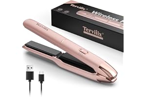 TERVIIIX Tragbarer Glätteisen Kabellos, Max 220°C Mini Reiseglätter Kabellos, Wiederaufladbarer Haarglätter und Lockenwickler 2 in 1 mit Arganöl, 4500mAh-Akku, 50 Sekunden Schnelles Aufheizen