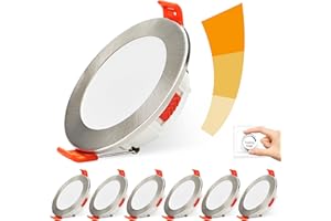 ‎BOYIR BOYIR Einbaustrahler Dimmbar 230V Flach LED Spots 6W 600LM IP44 Bad Einbauleuchten, 25mm Einbautiefe Deckenspots, Warmweiß Neutralweiß Kaltweiß Deckenstrahler für Badezimmer,Wohnzimmer,Küche, 6er Set