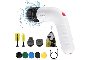 BUNUD Spin Power Scrubber, Elektrische Reinigungsbürste, Fugenreiniger Elektrisch mit 8 Austauschbaren Bohrbürstenköpfen, Electric Spin Scrubber Für Badezimmern, Küche, Fliesenboden, Glas und Reifen