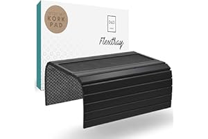 D&D Living® Taca na sofę - Elastyczna półka na podłokietnik z antypoślizgową matą korkową | Taca na sofę 47 x 34 cm, trwały bambus czarny duży