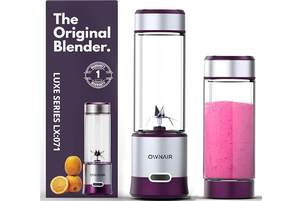 OWNAIR Portable Blenders for Smoothies and Juices Blender Mixer Grinder 5000mAh Rechargeable, 450ml Stainless Steel Jar, 240W Juicer Blender, Baby Food & Smoothie Maker