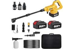 Traumheim Akku Hochdruckreiniger, 17PCS 8000mAh Max 68 Bar Kabelloser Hochdruckreinige mit 6-in-1 Düse und 180° Drehbare Düse, Tragbarer Mobiler Hochdruckreiniger für Autos, Fahrrad, Terrase, Gärten