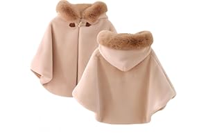 Proumhang Mantello da Bambina con Cappuccio,Poncho Invernale,Scialle all'aperto,Giacca con Cappuccio,Mantello da Principessa,Bebè Bambini Neonati Tuta da Neve