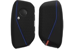 kwmobile Carcasa Compatible con Llavero de BMW 4 Botones X7 X1 U11 IX ix1 Serie 7 G07 I7 Llave del Auto Funda - Funda para Mando de Coche de Silicona - Negro/Azul