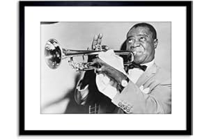 Wee Blue Coo 9x7 '' PHOTO MUSIC JAZZ LOUIS ARMSTRONG PLAYING TRUMPET FRAMED ART PRINT F97X825