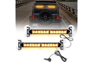 JMEST LEAD Amber Windshield Strobe Lights For Trucks, 2 in 1 Car Dash Warning Lights, 24-LED x 12.4'' Emergency Light Flashing Beacon 23 Modes Cars Van Vehicles, PZ-562-2A-Y