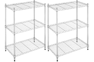 THINIA HOME Pack 2 Estanterías Metálicas con 3 Baldas Ajustables 76.2x58.9x34cm 240Kg