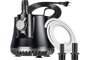 KNIFEL Pompe à Eau Submersible 15W 800L/H Ultra Silencieuse Aquarium Pompe Mini Pour étang Pompe de Fontaine avec Interrupteur Réglable et câble de 1.5M, 2 Buses pour étangs, Hydroponie et Fontaines