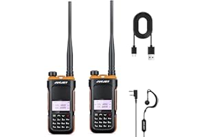 JUCJET UV-10 Talkie Walkie Longue Portée, Radio Portable Rechargeable 999Canaux, Talkie Walkie Professionnel Double Bande VHF/UHF ，pour Camping, Supermarché, Excursions (2 pièces)