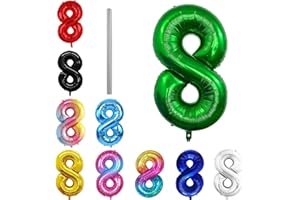 AOISYESBIG Geburtstag zahlen Luftballon 8 jahre-dunkelgrün XXL Jumbo Folienballon 40 Zoll – 101 cm Luftballons 8. Geburtstag Junge Mädchen Babyparty Geburtstagsdeko Jubiläumsparty Dekoration – Fliegt mit Helium