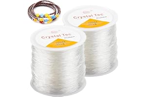 DOGMOON Lot de 2 Rouleaux de Fil Élastique Transparent 1,5 mm - Cordon à Perles pour Bracelets, Bijoux en Nylon - Bandes en Caoutchouc pour Travaux Manuels (200