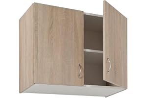 .DEFTRANS Deftrans Armario de Cocina Colgante Sonoma Roble 80 x 60 x 30 cm - Mueble Superior Con Dos Puertas para Almacenamiento, Baño o Medicina