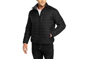 33,000ft Męska kurtka pikowana, lekka kurtka przejściowa o wyglądzie kurtki puchowej, kurtka zimowa dla mężczyzn, z podszewką, z kieszeniami, pakowana, na czas wolny, wędrówki, podróże, lekka kurtka