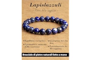 Landorilo Bracciale in Pietra Semipreziose Naturale Fatto a Mano Elastico per Donna Uomo, 8MM Pietre Gemme Rotonde Altamente Lucide Bracciali Yoga, Braccialetti Chakra