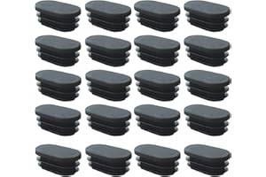 SHULLIN 20 tapones ovalados para patas de silla para sillas, tapones de láminas de 20 x 40 mm, ovalados, para sillas y sillas, tapones de tubo, tapas de tubo, muebles, plástico para tubos ovalados