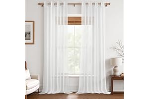 MRTREES Tende per interni Voile Trasparenti Bianche 2 Pezzi con Occhielli 140x300 CM Tenda a Panello Tende Leggere Morbida per Camera da Letto e Soggiorno Finestra Moderne