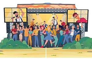 MOKIO® Tarjeta Pop-Up – Concierto/Festival de música – Tarjeta regalo 3D para un cumpleaños o invitación a un concierto, Tarjeta de felicitación emergente